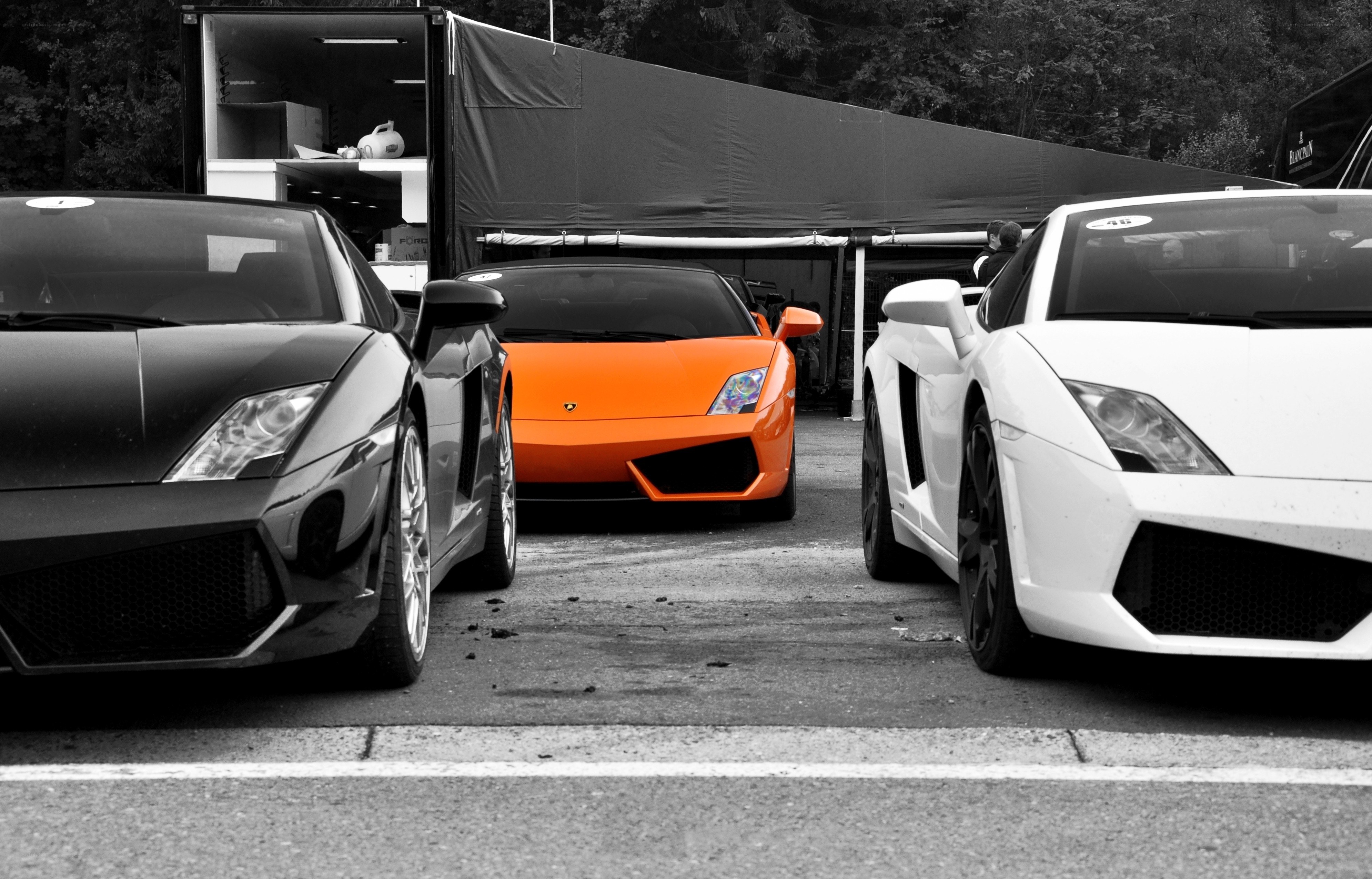 Lamborghini cars in a row