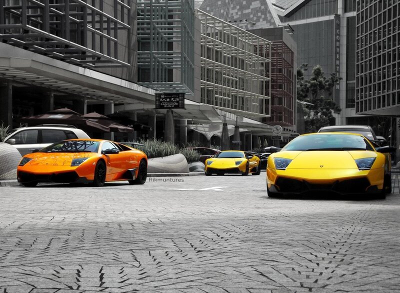 Lamborghini cars in city