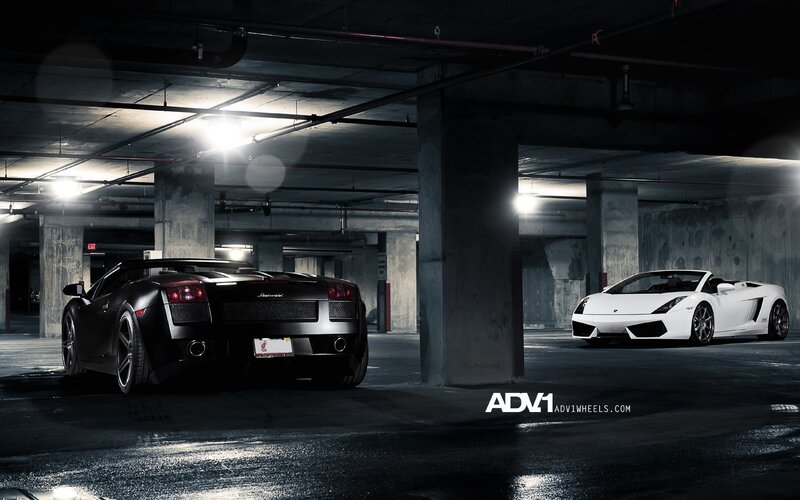 Lamborghini cars in parking garage
