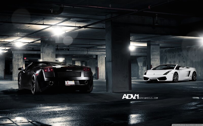 Lamborghini cars in parking garage