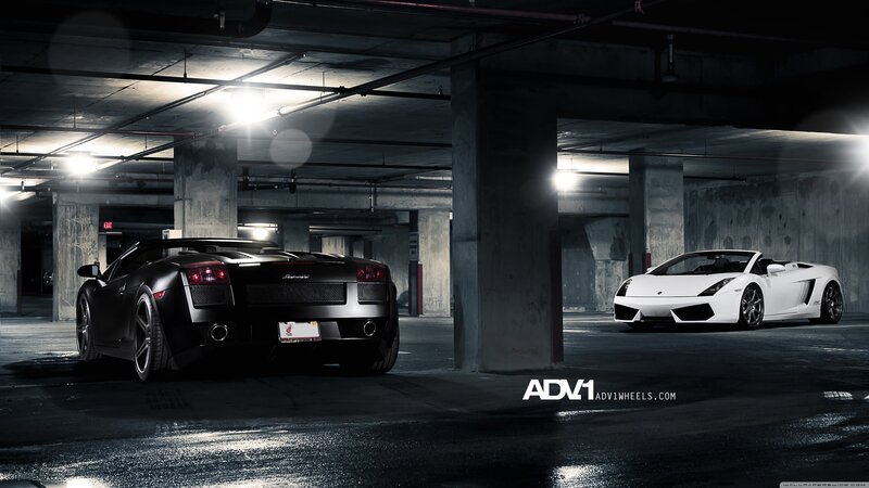 Lamborghini cars in parking garage