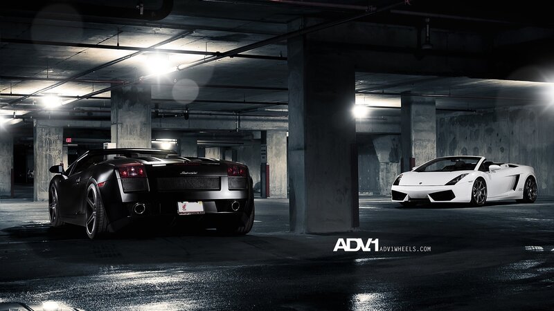 Lamborghini cars in parking garage