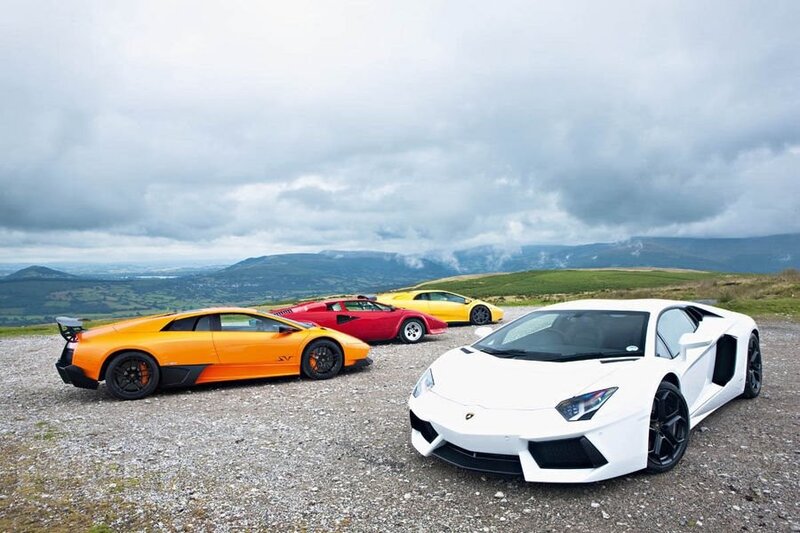 Lamborghini cars on a hill