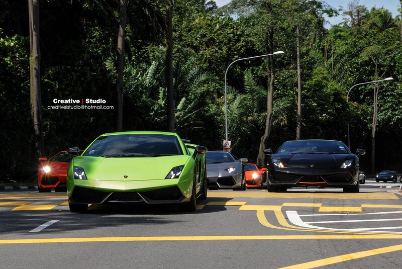 Lamborghini cars on a road