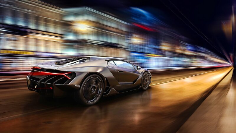 Lamborghini Centenario — Black, Dynamic, Night