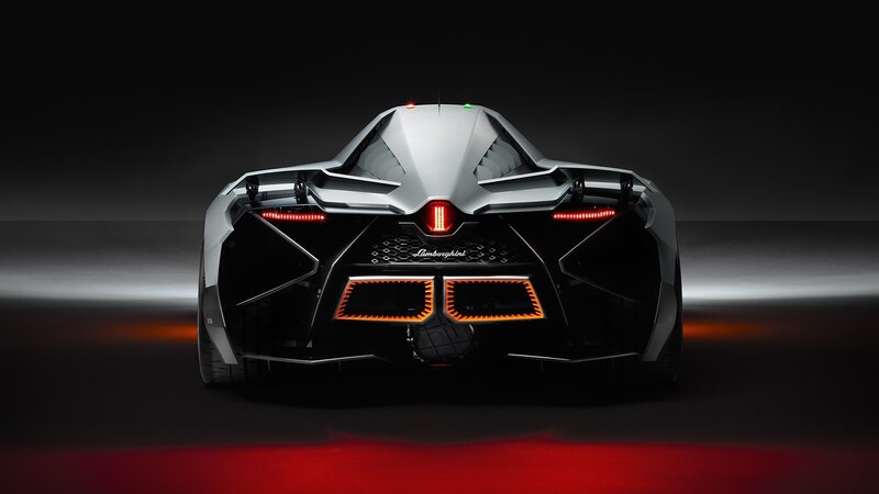Lamborghini Concept Car — Black, Dramatic, Photograph, Taillights, Rear View