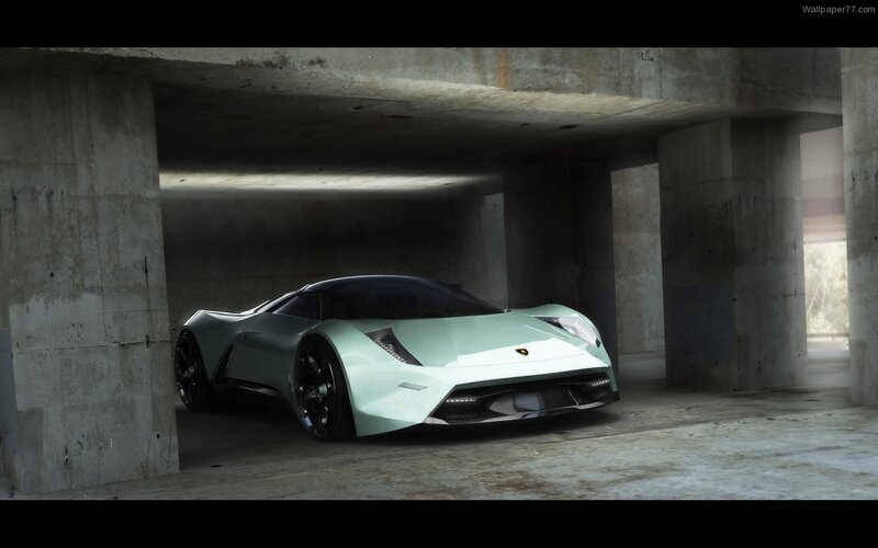 Lamborghini concept car in garage