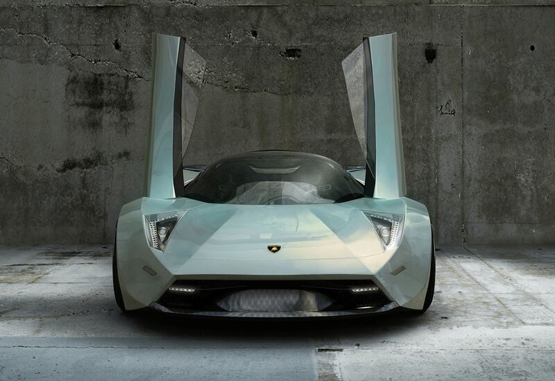 Lamborghini Concept Car — Silver, Dramatic