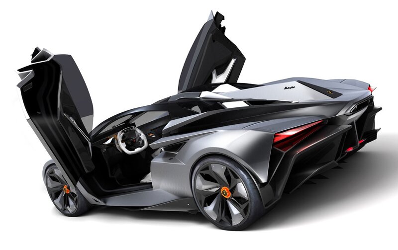 Lamborghini Concept Car — Silver, Futuristic