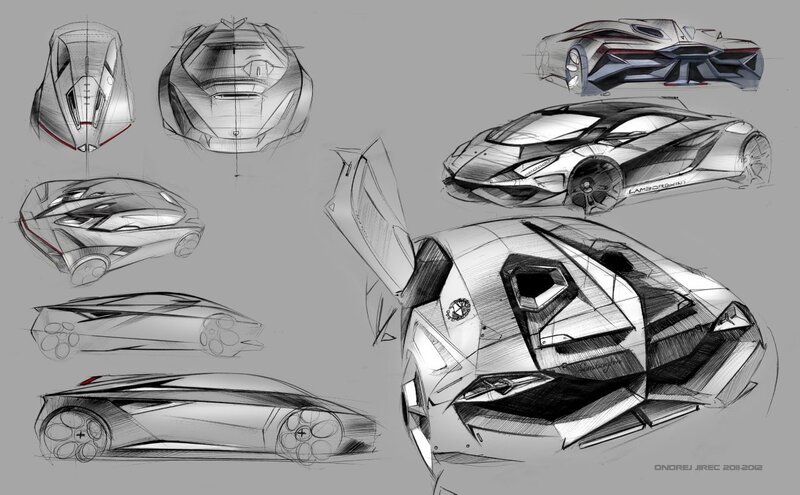 Lamborghini Concept Car Sketches — Gray