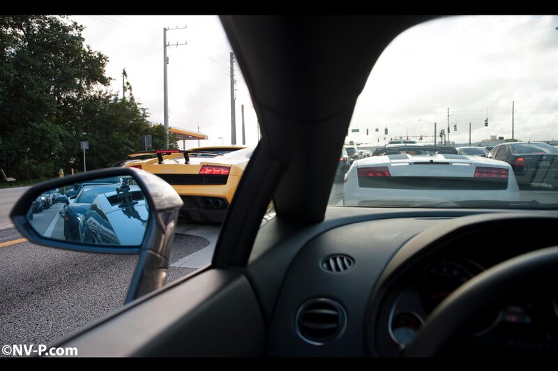 Lamborghini convoy on road