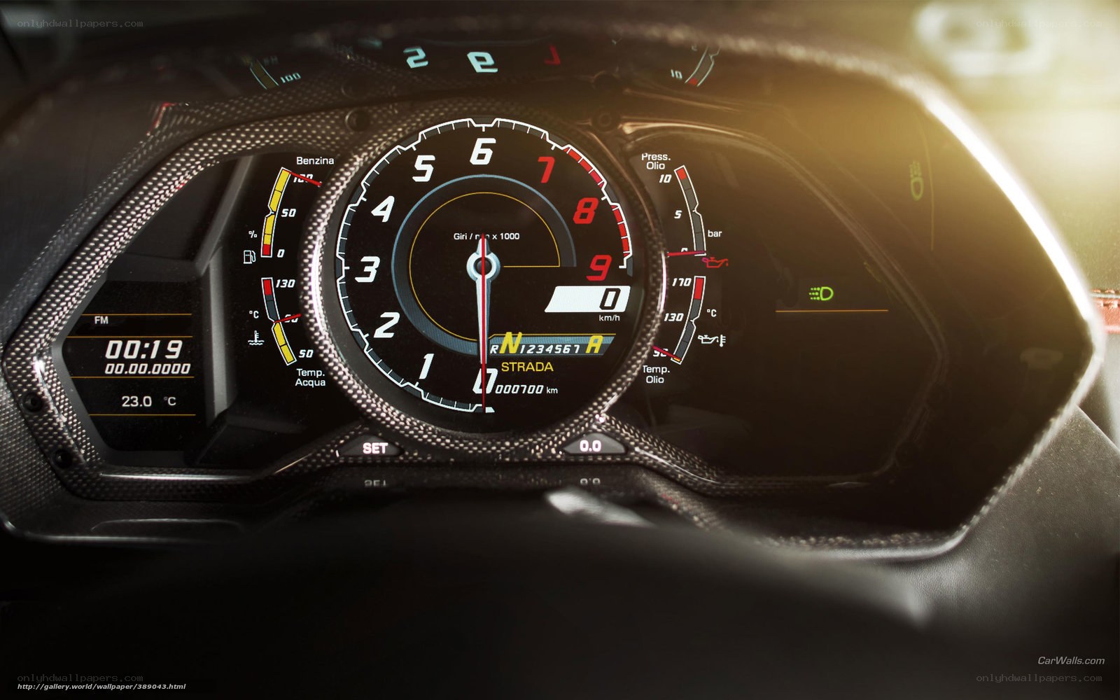Lamborghini dashboard close-up