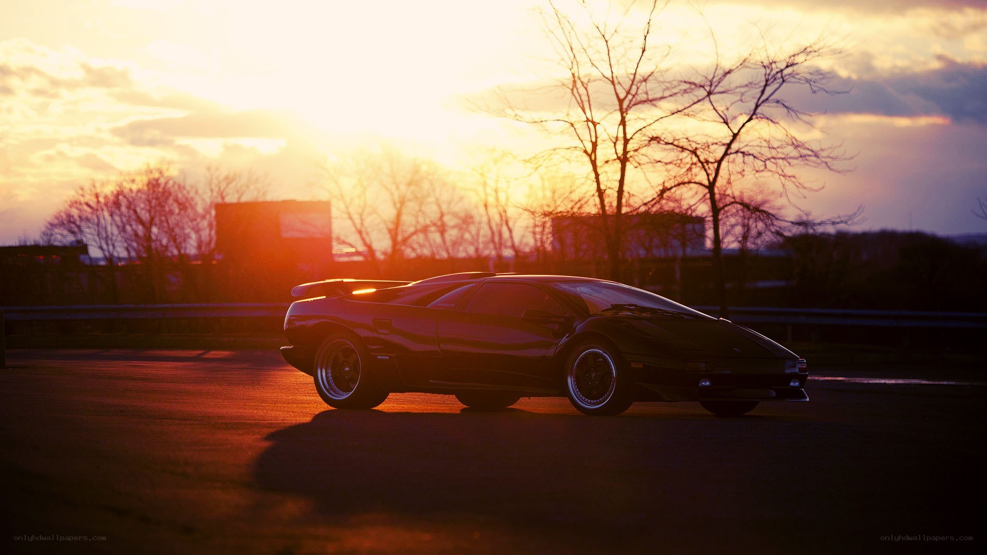 Lamborghini Diablo at sunset