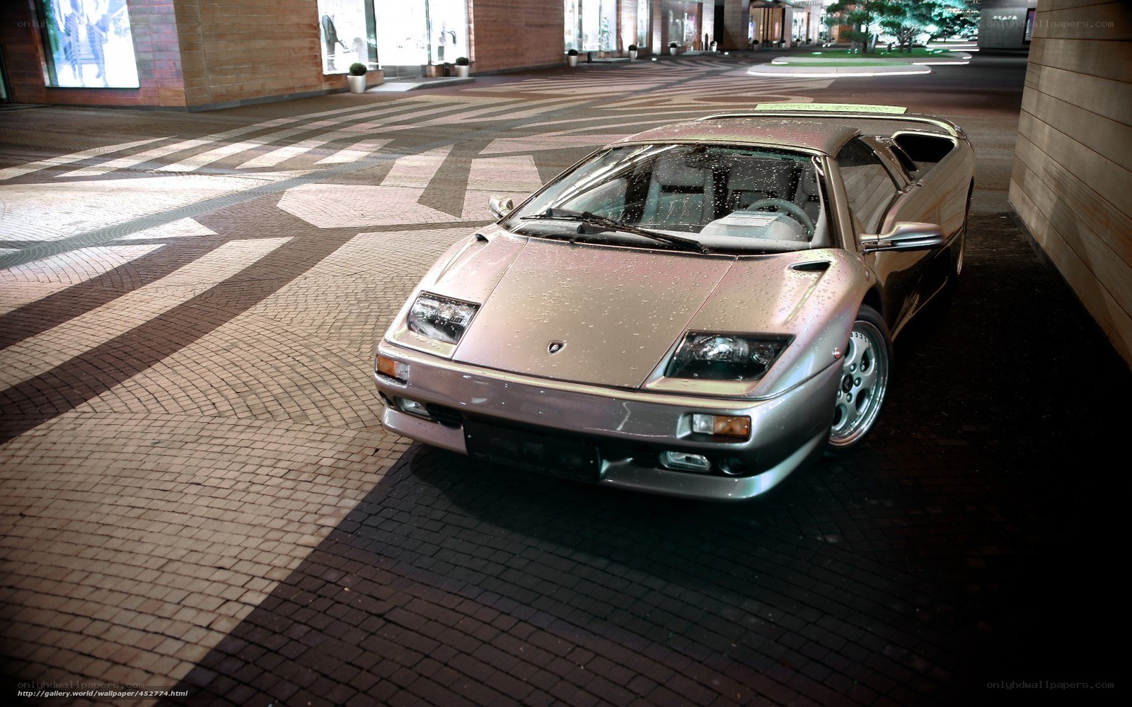 Lamborghini Diablo in city plaza