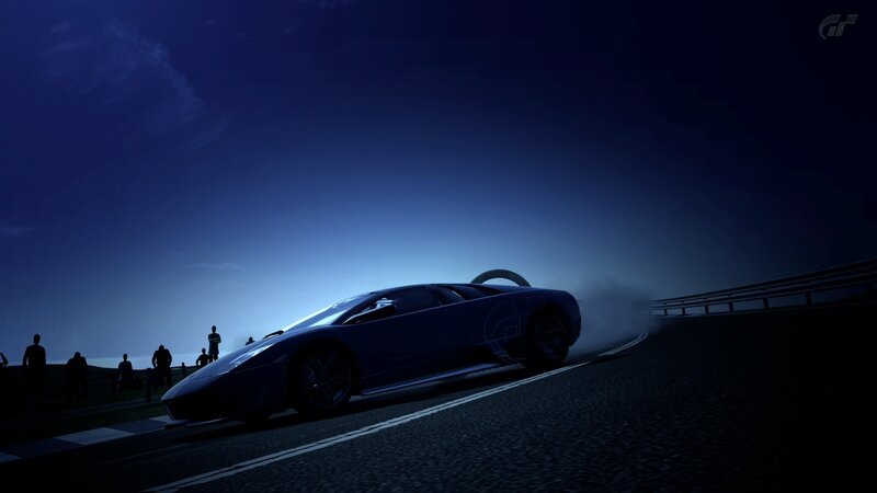 Lamborghini drifting at night