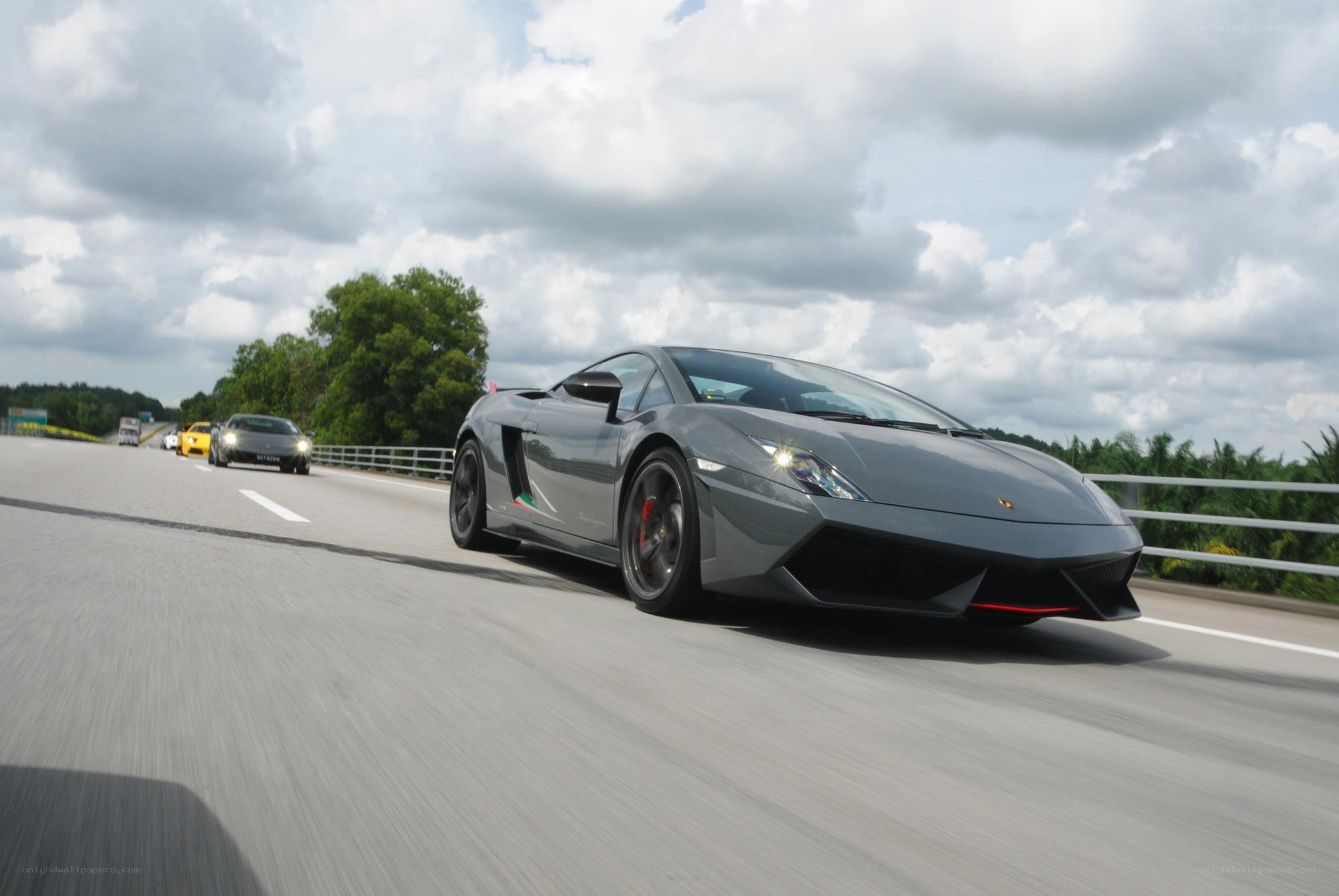 Lamborghini driving on highway