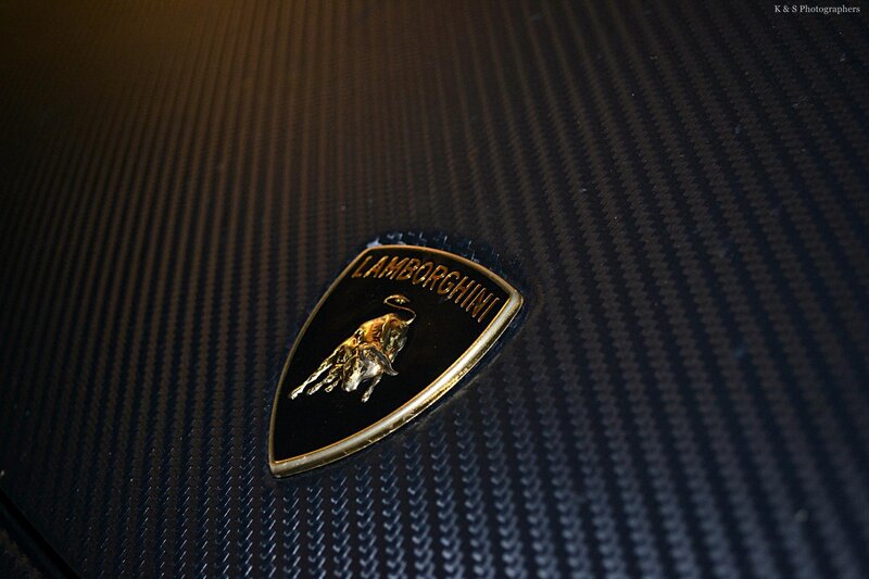 Lamborghini emblem on carbon fiber