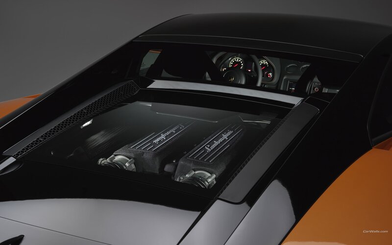 Lamborghini Engine Bay — Black, Dramatic, Photograph