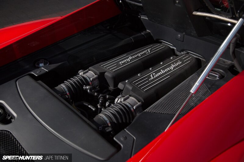 Lamborghini Engine Bay — Red, Mechanical