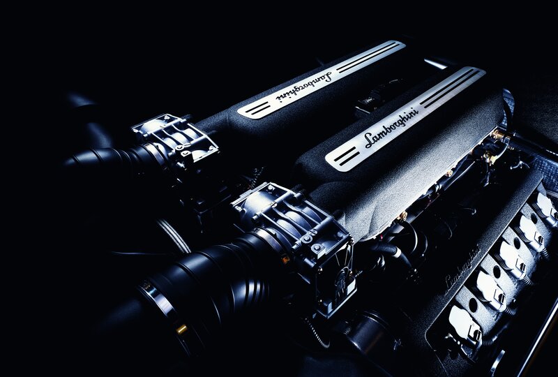 Lamborghini Engine — Black, Dramatic, Photograph, Engine Cover