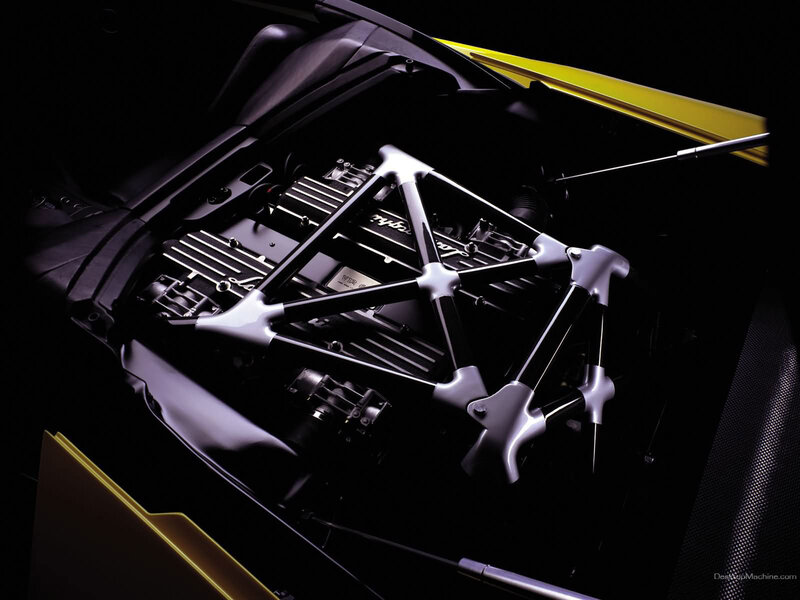 Lamborghini Engine — Black, Dramatic, Photograph, Yellow Body