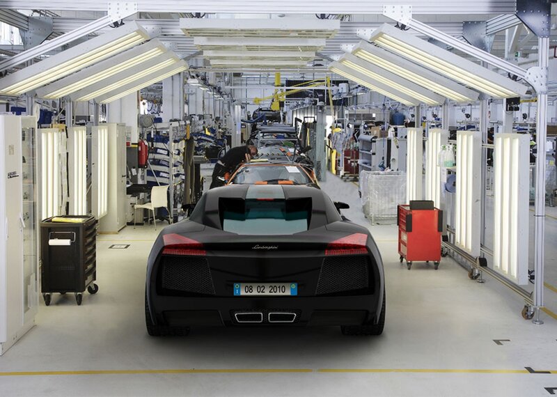Lamborghini factory assembly line