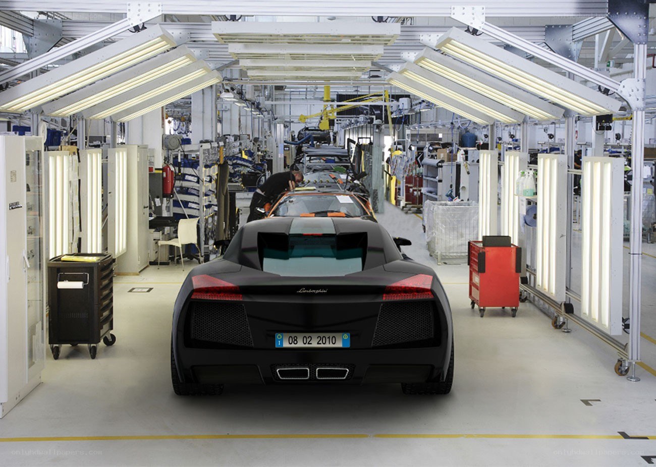 Lamborghini factory assembly line