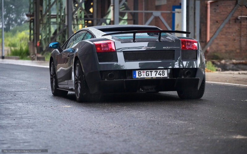 Lamborghini Gallardo on wet road