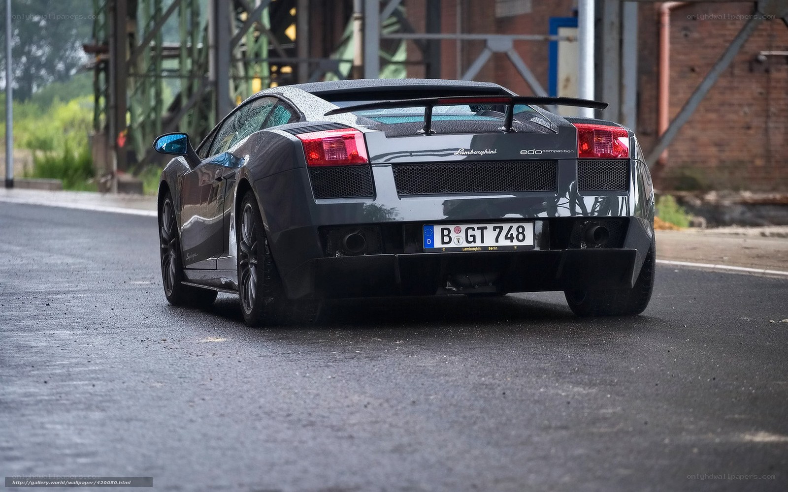 Lamborghini Gallardo on wet road