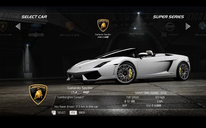 Lamborghini Gallardo Spyder selection