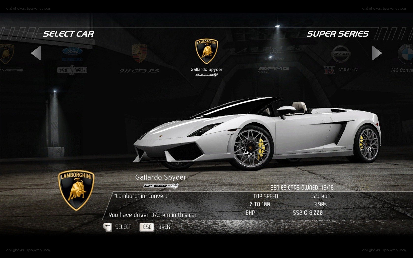 Lamborghini Gallardo Spyder selection