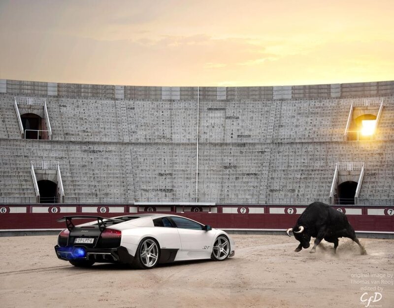 Lamborghini in a bullring