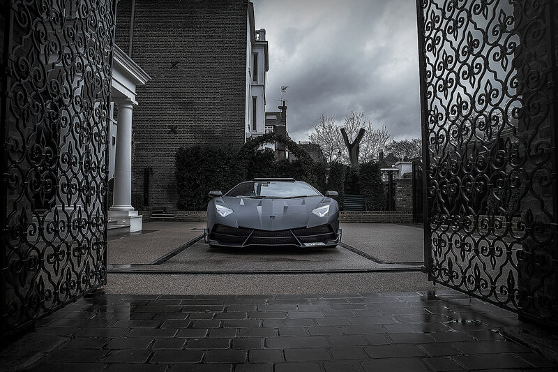 Lamborghini in a driveway