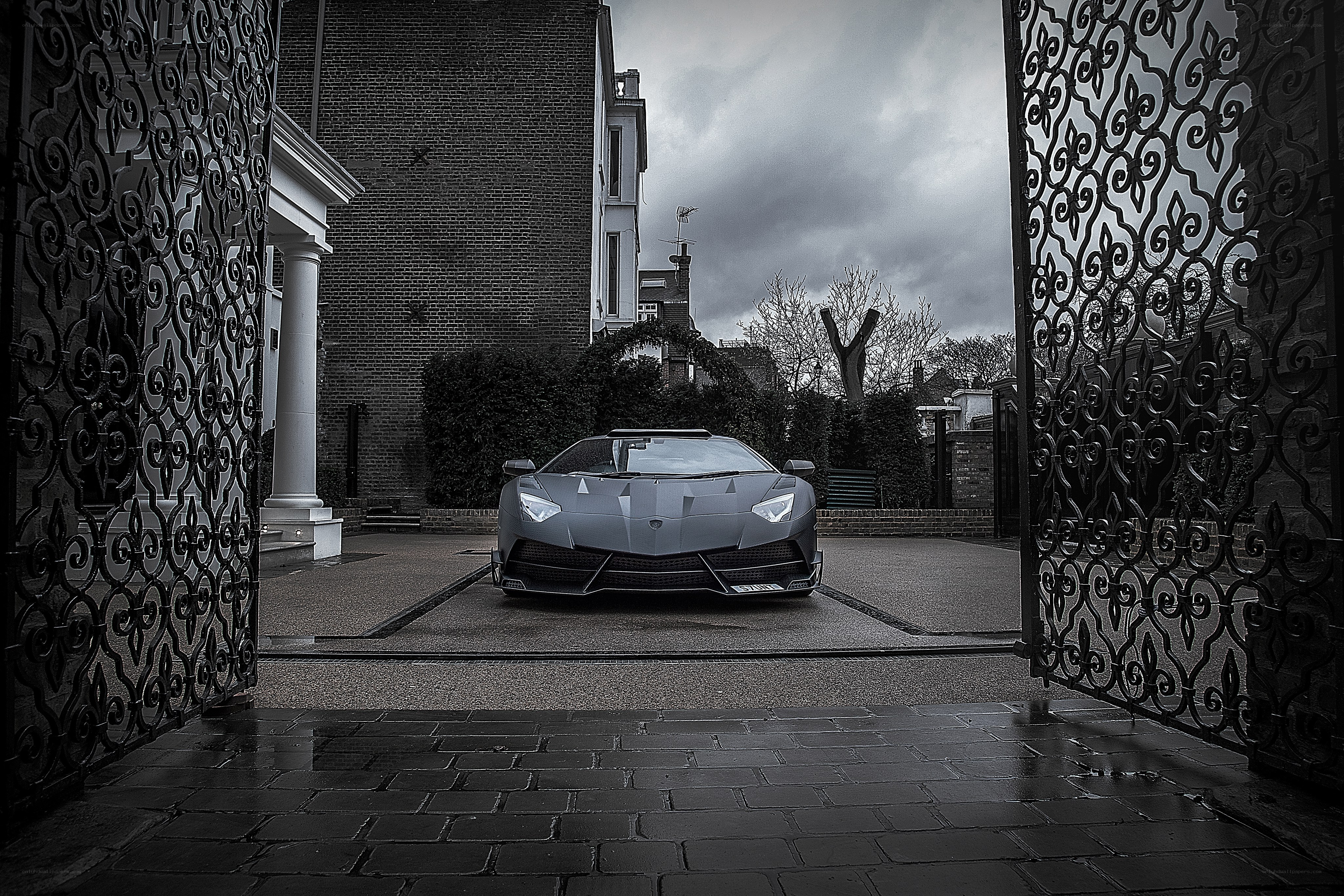 Lamborghini in a driveway