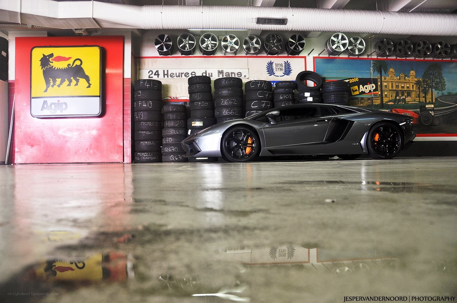 Lamborghini in a garage