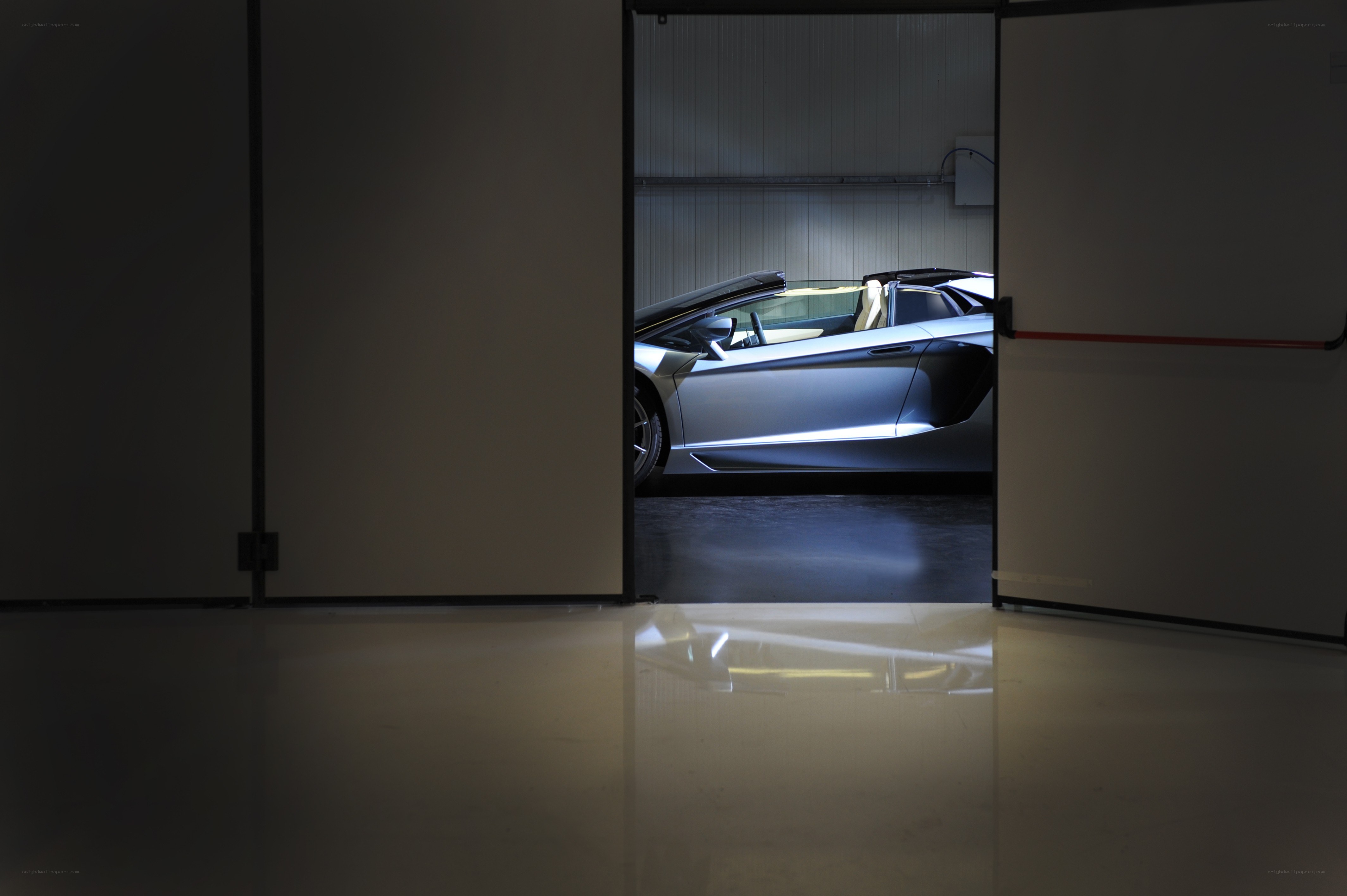 Lamborghini in a garage