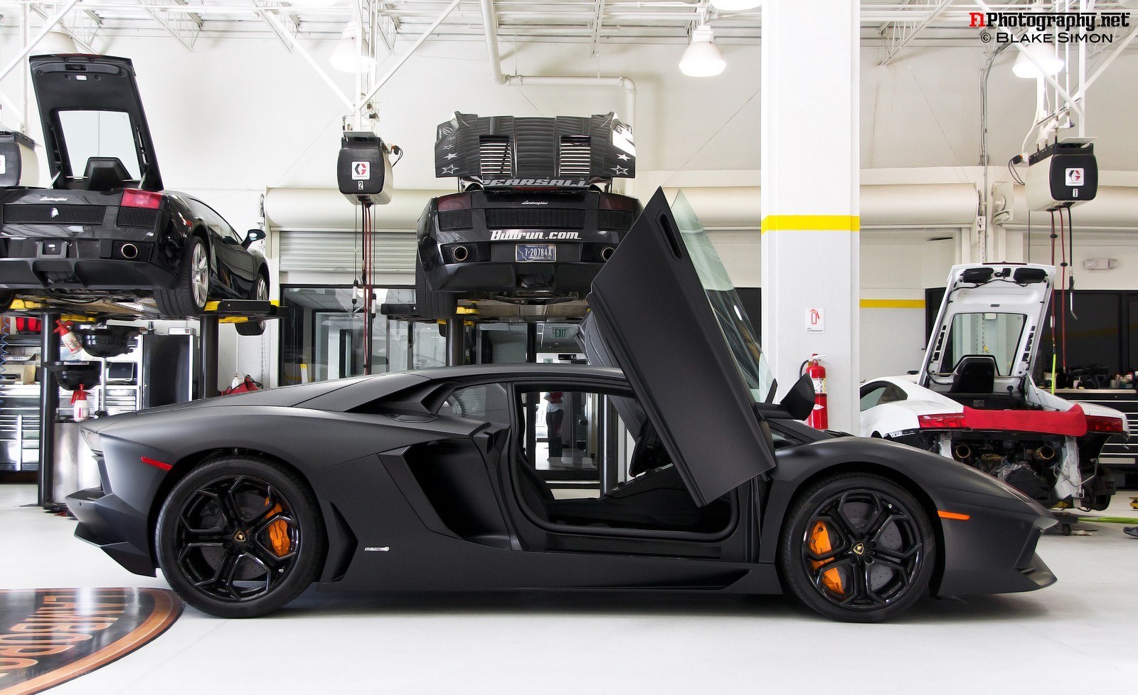 Lamborghini in a garage