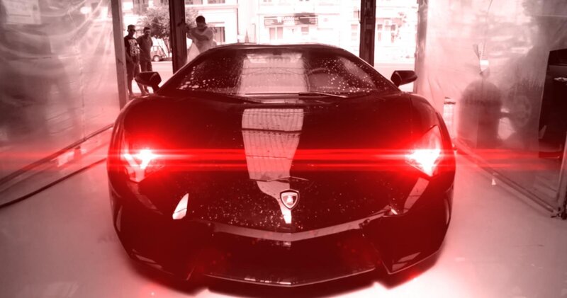 Lamborghini in car wash