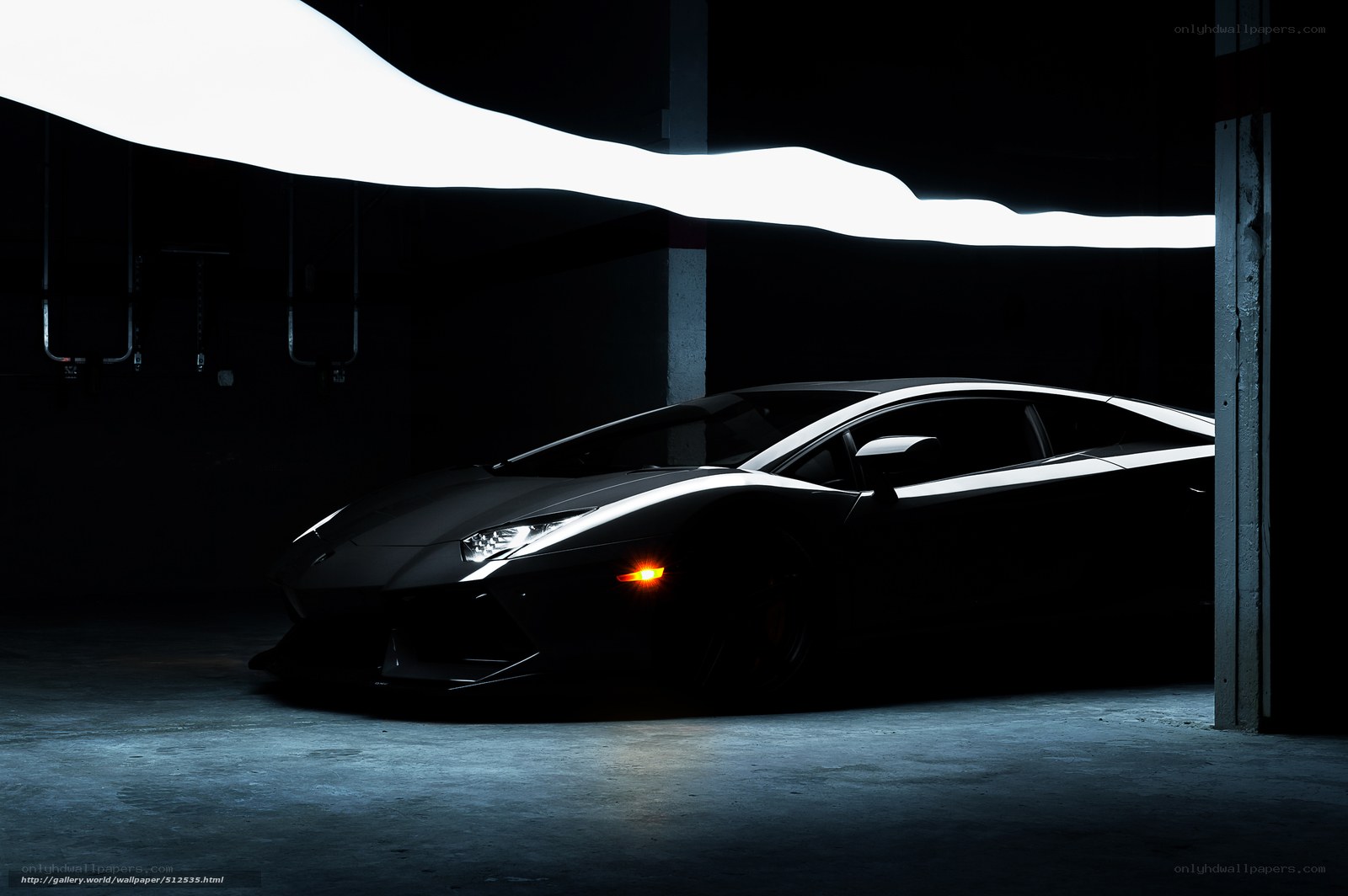 Lamborghini in dark garage