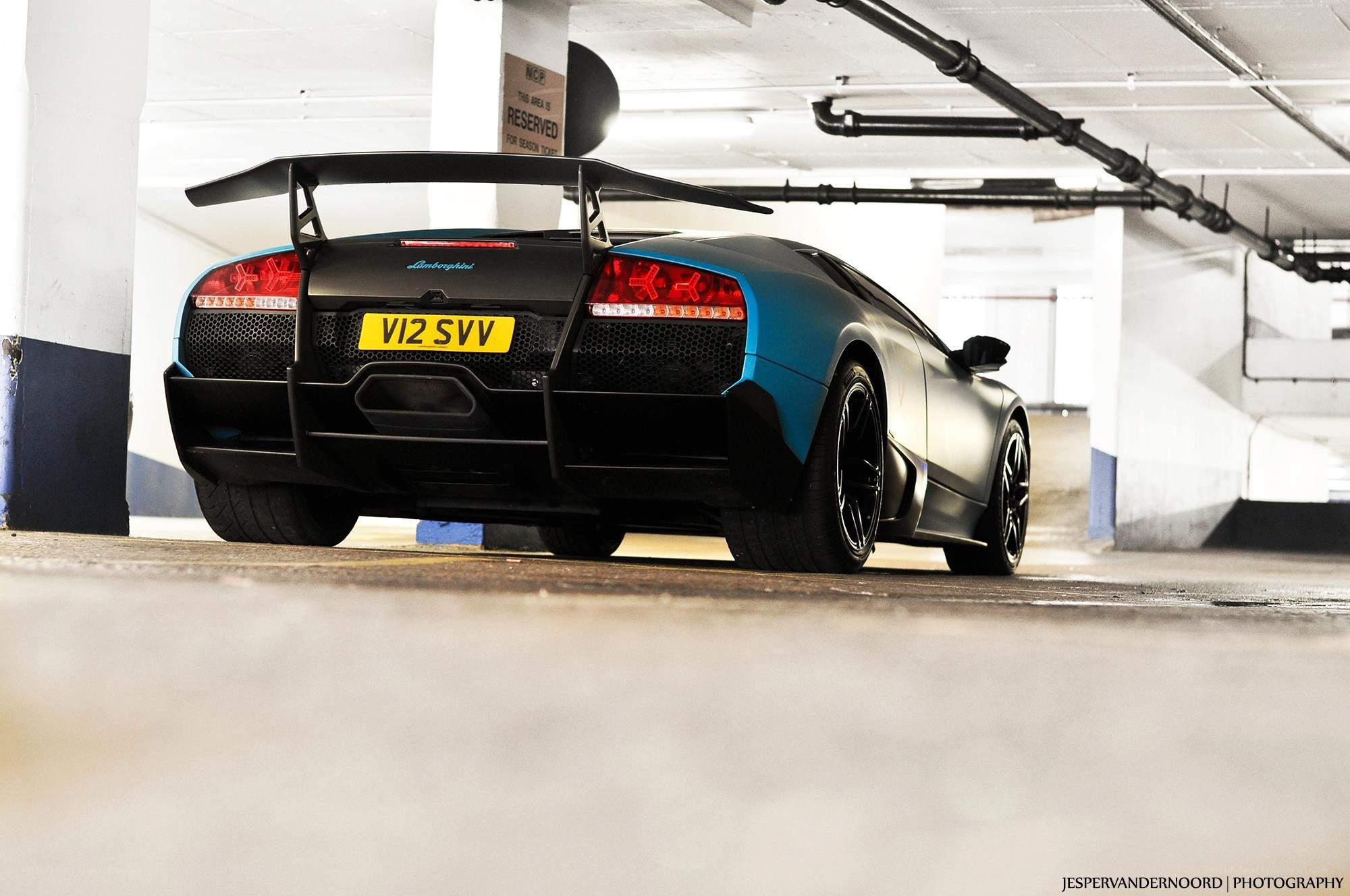 Lamborghini in parking garage
