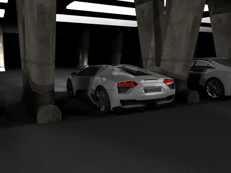 Lamborghini in underground garage