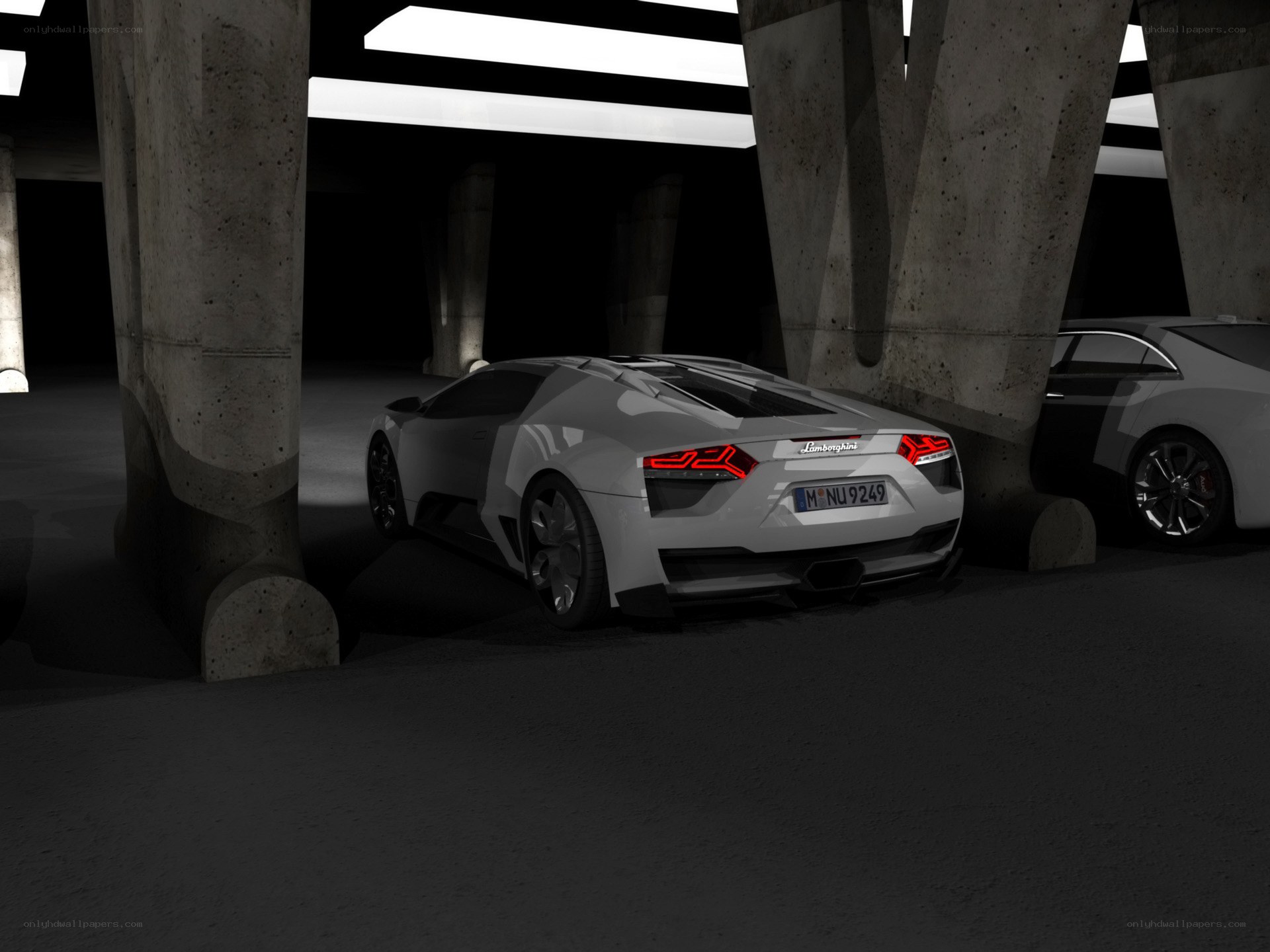 Lamborghini in underground garage