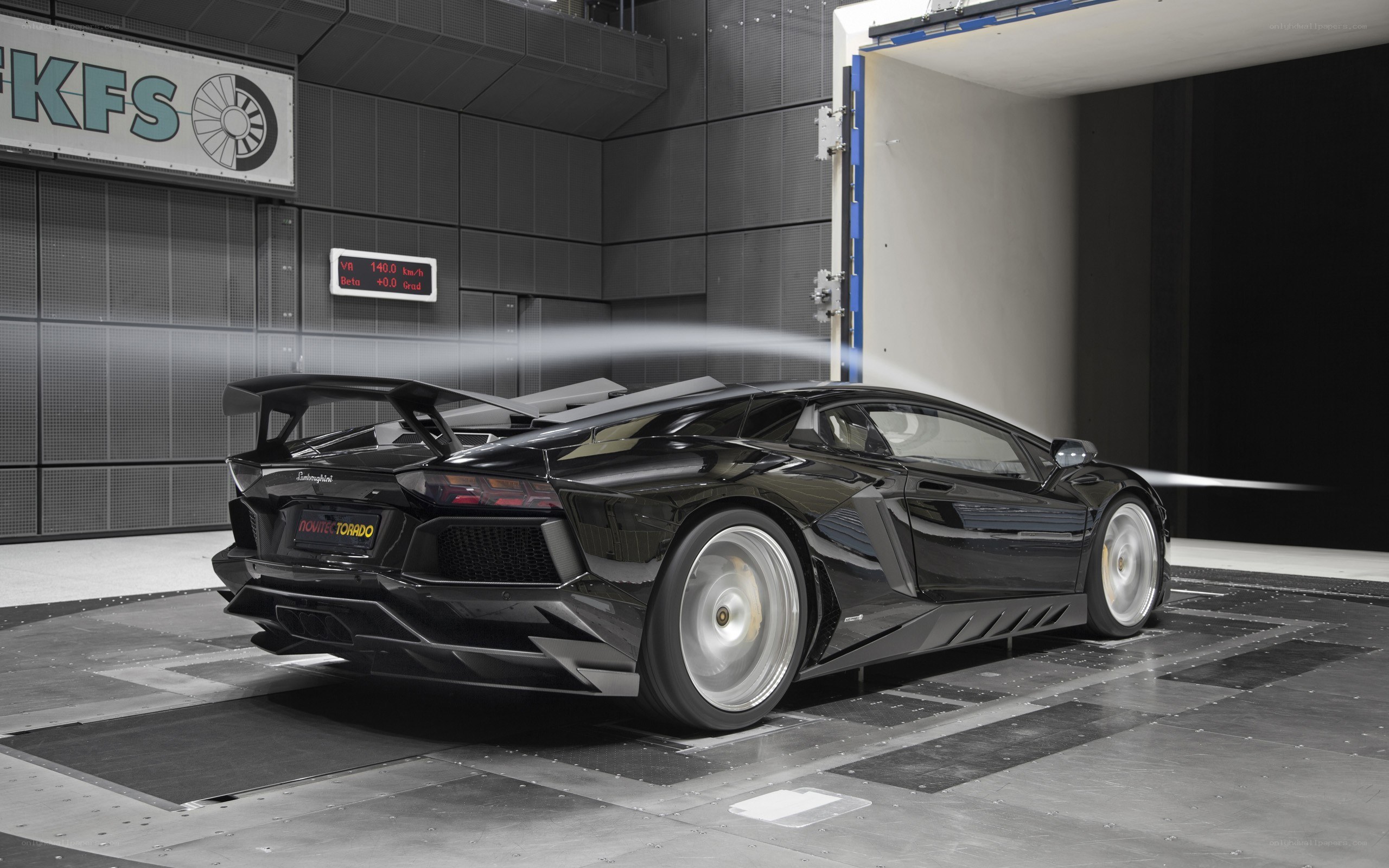 Lamborghini in wind tunnel