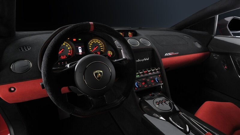 Lamborghini Interior — Black, Dramatic, Photograph, Steering Wheel, Dashboard