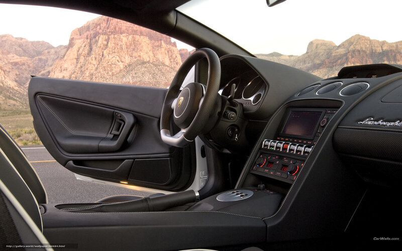 Lamborghini interior with mountain view