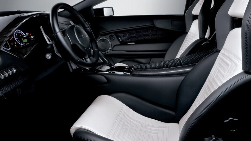 Lamborghini interior with white seats