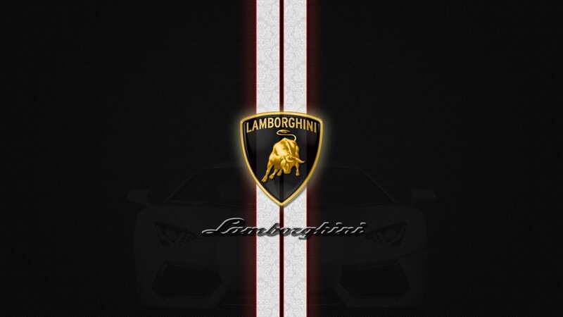 Lamborghini Logo on Car — Black, Dramatic, Digital Art