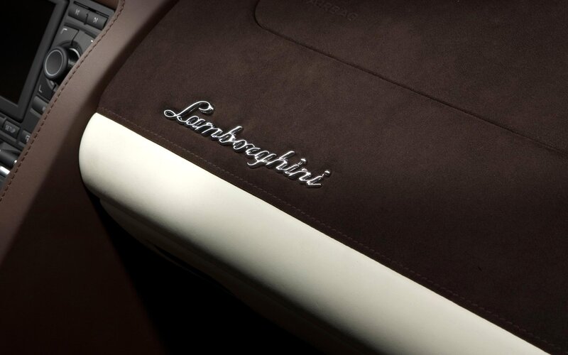 Lamborghini Logo on Car Interior — Brown