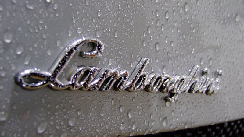 Lamborghini Logo on Car — Silver, Damp