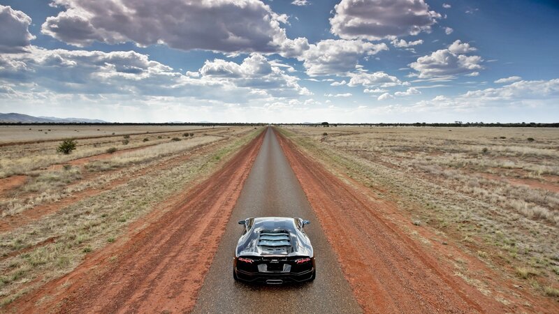 Lamborghini on a desert road